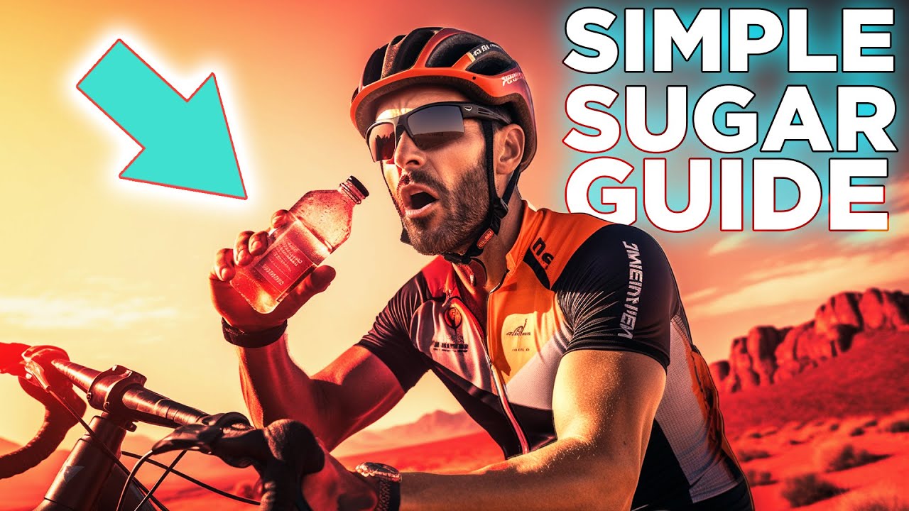 Picture of a cyclist with the text: "Simple Sugar Guide" overlaying it.